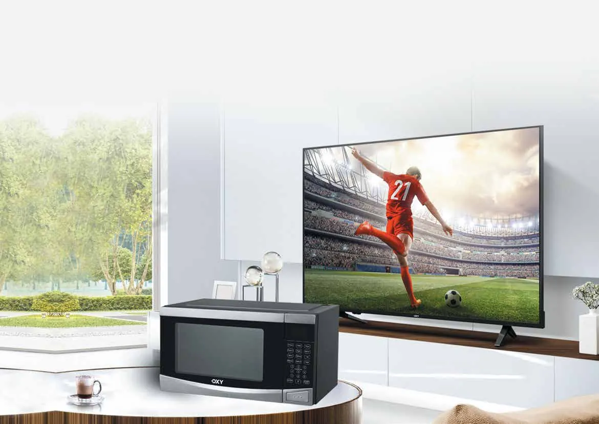 OXY TV showing football in a bright living room